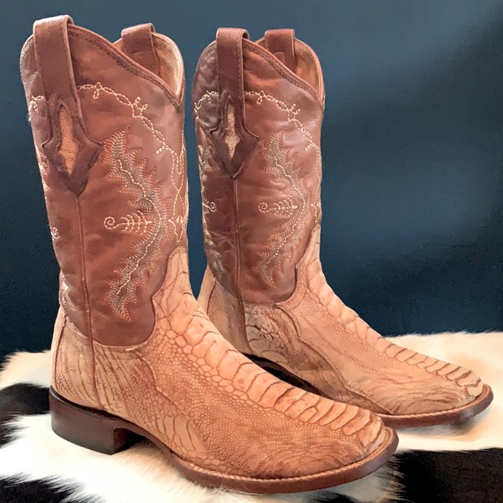 RESISTOL RANCH LUCCHESE Ostrich Exotic Boots 7.5 - Picture 1 of 4